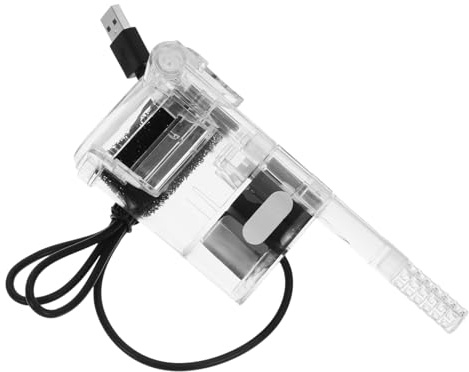 Happyyami Aquariumfilter Kleiner USB Wasserfall Filterbox Transparent Abs Hängebox mit Filter für Aquarium Leise Pumpe Einfach zu Beobachten für Zuhause und Büro