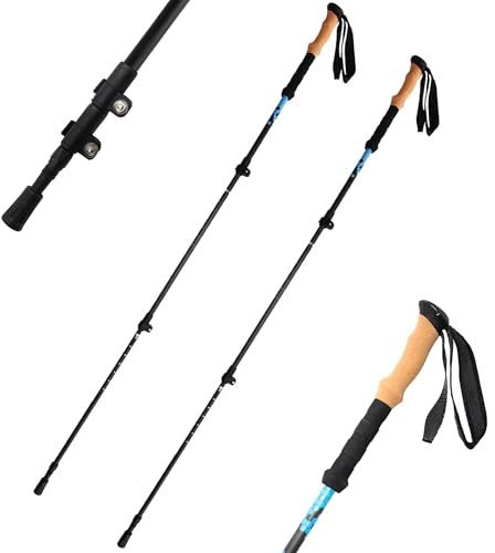 OKHEALING Bâtons de randonnée en fibre de carbone (1 paire), longueur réglable de 105 à 135 cm, bâtons de randonnée avec poignée en liège, adaptés pour l'alpinisme, le trekking, la randonnée, le ski
