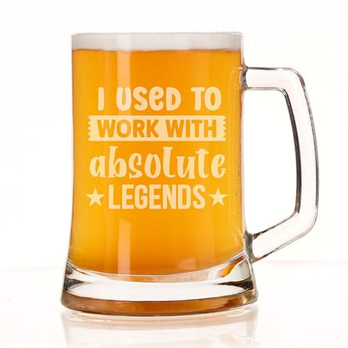 I Used to Work with Absolute Legends Engraved Beer Stein Glass Mug Going Away Gift For Coworkers New Job 500ml Beer Glass Leaving Present for Men & Women Novelty New Job Keepsake Retirement Present