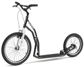 YEDOO Mula Y40 Tretroller - Kickscooter für Erwachsene mit Luftreifen 20/16 und Tragfähigkeit bis zu 150 kg. Scooter Roller mit Ständer und abnehmbarem, rutschfestem Trittbrett, Dogscooter. Schwarz