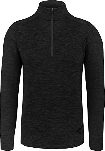 normani Herren Premium Merino Outdoor Langarm-Shirt Longsleeve mit Reißverschluss, 100% Merinowolle Pullover mit 1/4 Zip