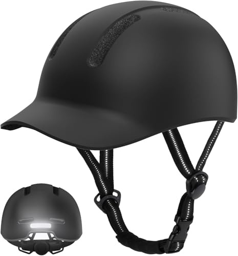 KINGLEAD Fahrradhelm,Urban Commuter Helm,Stylischer Fahrrad Helm Herren und Damen für Radfahren Trekking City Roller Herren Verstellbarer (Schwarz, M【54-58cm】)