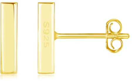 Loutade Ohrstecker Silber 925 Ohrringe für Damen Mädchen, Hypoallergen Kleine Flache Stab/Zirkonia Ohrstecker aus 925 Sterling Silber, Minimalistische Ziemliche Knorpel Schlafen Flache Ohrringe