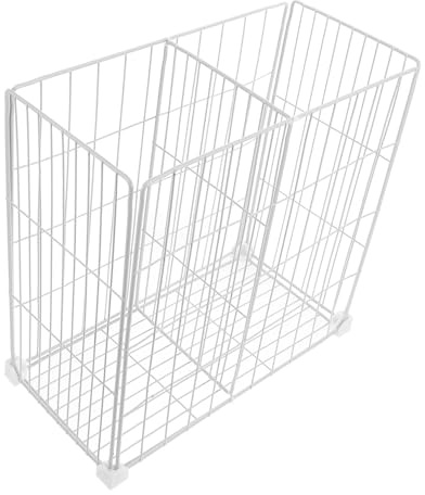 CIYODO Gefrierschrank Organizer Metall Aufbewahrungskorb mit Trennwand Weiß 37cm Hoher Einsatz für Gefriertruhe und Kühlschrank mit Zusätzlichem Unterkorb