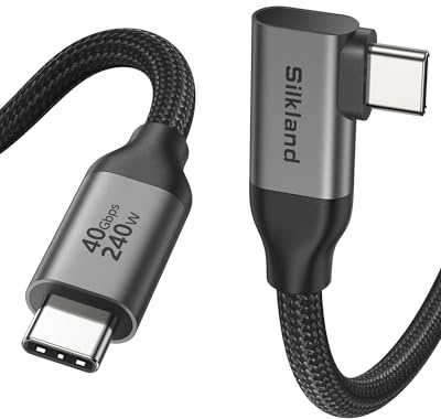 Silkland USB4 Kabel 2M für Thunderbolt 4, HDR, 8K/Dual 4K USB-C Videokabel | 240W PD3.1 Laden, 40Gbps USB-C Kabel Winkel für Thunderbolt 5/4/3 Dock, MacBook/Mac mini M4, Monitor, PSSD, Tablet, Laptop