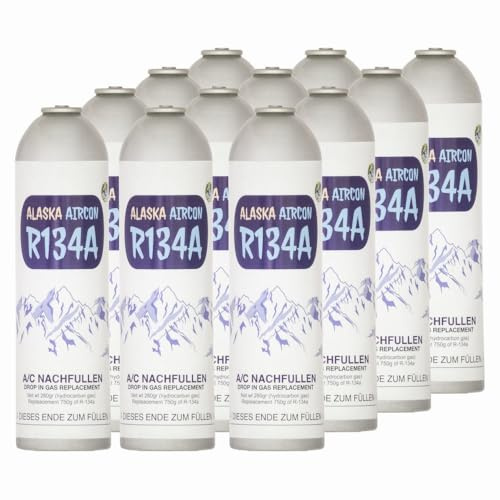 ALASKA@ R134a Gas 12X Flashen Ersatz Kältemittel Befüllen der Klimaanlage FÜR Business und Professionals
