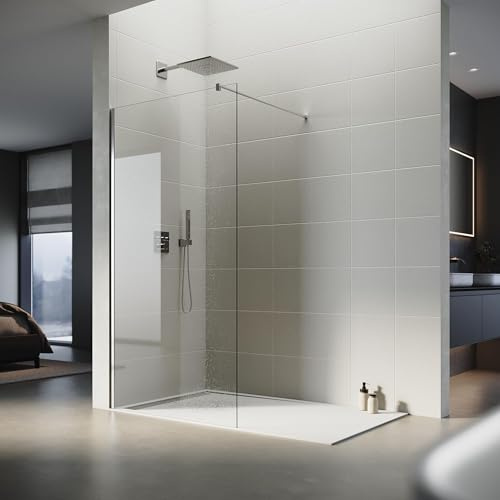 SONNI Mampara Ducha Fija Antical 100x200cm Mamparas de Ducha Frontal Cristal Templado 8mm,con Barra Estabilizadora y Perfil Aluminio