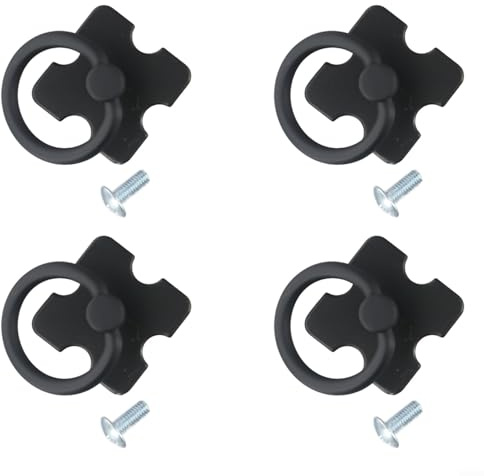 TDCuizent Metall-Ring-Ziehgriffe im Vintage-Stil, dekorativer antiker Stil, Schrank-Hardware, Schubladenknöpfe für Möbel, Kommoden, Schränke, Truhen, Box mit quadratischer Rückplatte (4 Stück, schwarz
