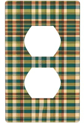 Phayah Fresh Simple Plaid Pattern Duplex Receptáculo Salida de pared Placa de pared Tamaño Estándar Policarbonato Termoplástico Doble Plug Covers