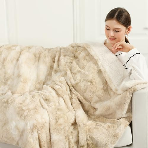 COZYTY Wärmedecke – Heizdecke Mit Abschaltautomatik 150×200cm, 6 Heizstufen & 10h Auto-Abschaltung, Überhitzungsschutz, Maschinenwaschbar — Tie-Dye Fleece Heizdecke für Home & Office, Milchweißes