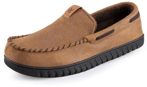 VeraCosy Men's Moccasin Slippers Memory Foam Closed-back Indoor House Shoes | Indoor and Outdoor, Machine-washable, Gifts, Comfortable, Soft, Non-Slip, Breathable
