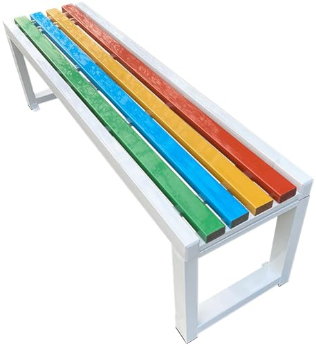 Wetterfeste Gartenbank aus Holz-Kunststoff-Verbundwerkstoff, 100 cm, leichte Sitzgelegenheit für den Außenbereich für kleine Balkone, Terrassen, Parks und Rasenflächen, trägt bis zu 400 kg, Weiß (180