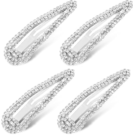 4PCS Diamante Hair Clips for Women, Sparkly Hair Accessories, Rhinestone Hairs Clips, Bling Metal Snap Duckbill Hairpins, Hairs Slides for Women