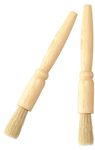 2 Pack Silicone Pastry Brushes Wooden Handle Heat Resistant for Baking BBQ | Two sizes 1 & 1.5; flexible soft bristles for even coating, easy wash, perfect for glazes, butter, marinades & egg wash.