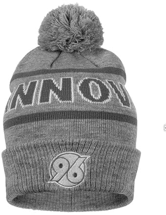 Hannover 96 Bommelmütze Grau – Offizielle Fanmütze Winter Beanie mit Bommel – Warme Strickmütze für Herren Damen – Bundesliga Fanartikel