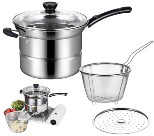 Pentola per friggitrice, in acciaio inox, per friggere e friggere, per fritture, frutti di mare, cipolle, accessori da cucina, utensili da cucina per olio caldo e pratico utensile per patatine fritte