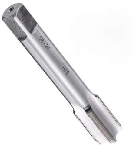 Taraud fileté gauche 5/8-24 HSS pour restauration de filetage en acier au carbone, acier allié et fonte