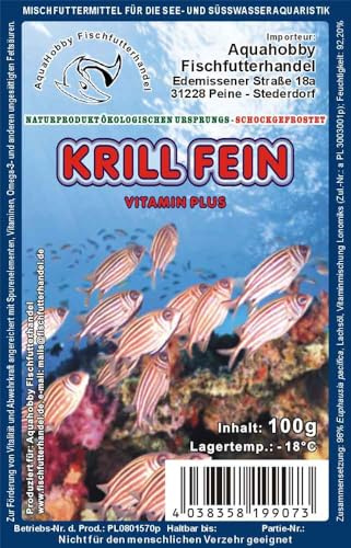 Krill fein 100 g Frostfutter – Premium Fischfutter für Meerwasser & Süßwasser – Proteinreiche Naturnahrung für Zierfische und Cichliden (10x100Gr)
