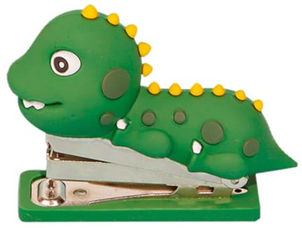 Kichvoe Cucitrice per Opuscoli Riutilizzabile a Forma di Dinosauro in Silicone e Acciaio Inox, Pinzatrice Decorativa Tascabile per Ufficio e Casa, Spillatrice Manuale Compatta per Adulti