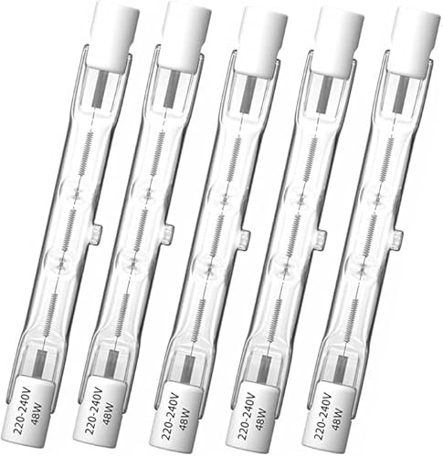 5 Stück R7S Halogenstab 78mm 80W 230V Dimmbar, J78 Halogen Leuchtmittel Warmweiß 2800K 1550LM, Linear Halogenlampen für Fluterlicht Baustrahler Stehlampen Landschaftslichter Arbeitsleuchten Ersatzstab
