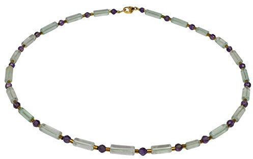 Funk-Collier Edelsteinkette Fluorit, Amethyst fac, 925oo SI verg. Schloß, ca. 45 cm
