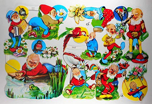 Glanzbilder Gartenzwerg Zwerg Wichtel EF 7117 Oblate Posiebilder Scrapbook Deko GWI 576