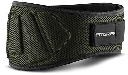 FITGRIFF® Gewichthebergürtel V1 - Fitness-Gürtel für Bodybuilding, Krafttraining, Gewichtheben - Trainingsgürtel für Damen und Herren (Army Green, 108cm - 118cm Bauchumfang (XX-Large))