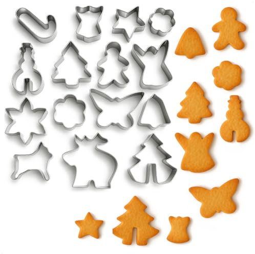 COM-FOUR® 15x Tagliabiscotti in acciaio inossidabile - Stampi per biscotti con motivi natalizi - Tagliabiscotti per Natale (15 pezzi - Set 4)