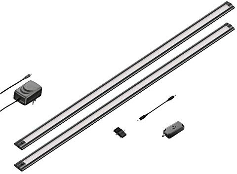 ledscom.de 2er Set LED Unterbau-Leuchte SIRIS schwarz matt, mit Touch-Dimmer, flach, je 90cm, je 1044lm, weiß