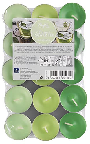 Gies - Bougies chauffe-plat, parfumées, 3 couleurs, Gingembre, 4 heures de combustion, Décoration, Hiver