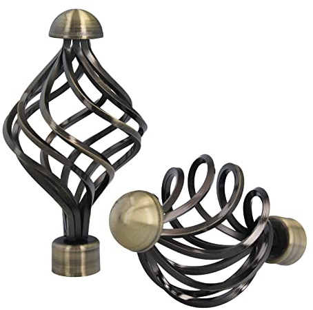 Sento Metall Zubehör für Ø 25 mm Gardinenstangen in Messing Antik Ø 25mm 2x Endstücke Gracja