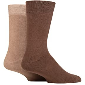 Glenmuir Mens Bamboo Cushioned Leisure Socks Pack of 2 Brown/Light Brown 7-11