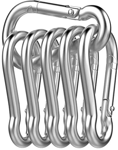 Uootach Karabinerhaken, Federkarabiner aus Edelstahl 304, Sichere Tragfähigkeit 140 kg, Feder geschlossen 60 * 30 * 5.9MM, Karabiner für Hängematten, Camping, Angeln, Markisen