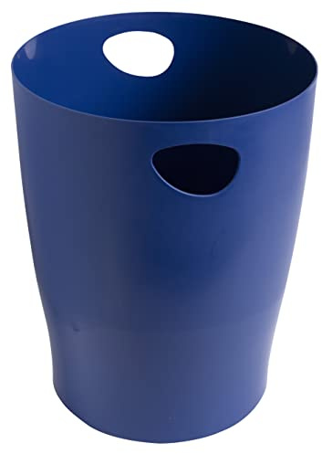 Exacompta - Ref. 45303D - Set med 8 papperskorgar, ECOBIN BeeBlue-papperskorgar med handtag - volym 15 liter - Mått 26,3 x 26,3 x 33,5 cm - för kontor eller hem - marinblå