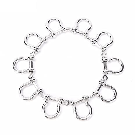 ELSAIL 5/10 Pcs Stainless Steel Outdoor Camping Survival Rope Survival Bracelets D-Shaped Shackle Buckle (Color : 5 PCS)