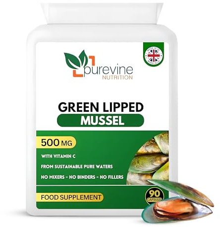 Green Lipped Mussel Supplement for Dogs 90 Capsules, 500mg Each, Enriched with Vitamin C for Joint and Bone Support, High-Grade New Zealand Sourced Extract with Maximum Lipid Content, CO2 Extracted