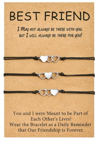 MANVEN Bracciale Migliore Amico Per 3 Regali Di Amicizia Braccialetto Dell'Amicizia Braccialetto Del Cuore Per Amico Donne Ragazze Regali Di Compleanno Per Il Amico Natale Regalo delle Sorelle