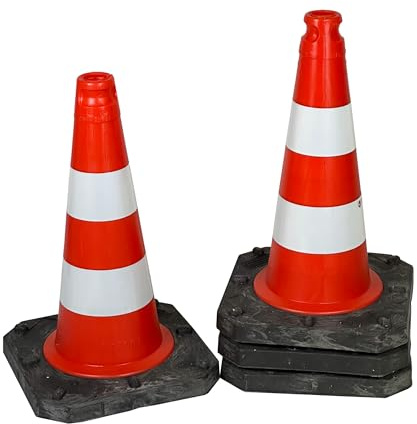 4er-Pack Premium Qualitäts Pylonen 500mm - langlebige schwere Verkehrshütchen standsicher Dank niedrigem Schwerpunkt (4)