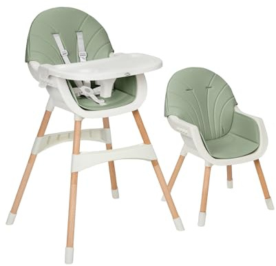 MS BabyWorld – MIKA – Trona para Bebé 2 en 1 | Convertible Silla| Asiento Acolchado | Doble bandeja