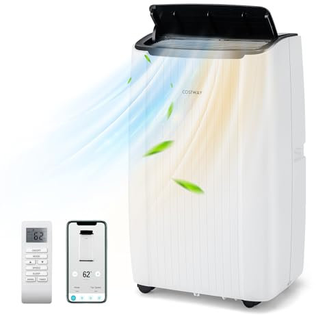 GYMAX 14000 BTU Condizionatore Portatile 6 in 1, Classe A, GMCC, R290, Riscaldare/Raffreddare/Deumidificare/Ventilare/Modalità Notturna e Auto, Timer 24H, WIFI APP&Telecomando