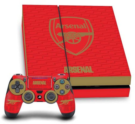 Head Case Designs Officially Licensed Arsenal FC Red and Gold Crest Logos Vinyl Sticker Gaming Skin Decal Cover Compatible With Sony PlayStation 4 PS4 Console and DualShock 4 Controller Bundle