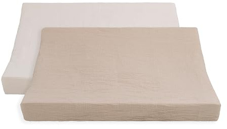 Baby's Only - Funda Cambiador Tender - Funda Colchón Cambiador de Bebé - Cubierta de Jersey de Algodón - Suave & Transpirable - 2 Unidades - 100% Algodón Prelavado - Beige/Linen - 45x70 cm