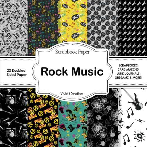 Rock Music Scrapbook Paper: Collection of double sided Rockstar Music Craft Paper Patterned pages for Scrapbooking, card making, collage, decoupage