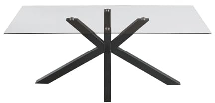 Liberoshopping Tavolo da pranzo con piano in vetro Trasparente e base in metallo 180x90 cm DANTE