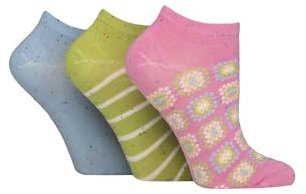 SockShop Ladies Speckled Bamboo Trainer Socks Pack of 3 (UK, Numeric, 4, 8, Regular, Regular, Ocean View)