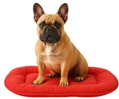 Flamingo Hundekissen Firenze, dünn, oval, rot, 55 x 39 x 3 cm, ideal für Shih Tzu, Pekinese, Cavalier King Charles Spaniel, Pinscher Zwerg & Schmetterling
