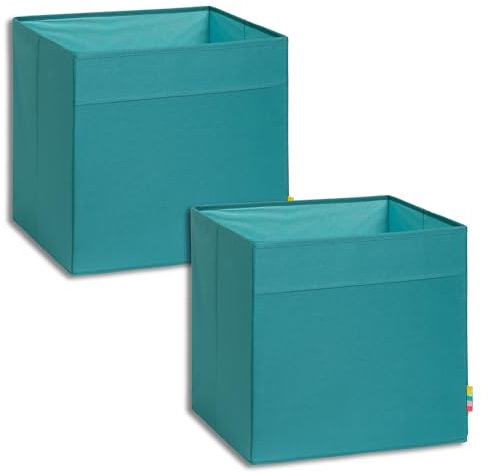 Storanda | 2er Set Aufbewahrungsbox Regal | Faltbare & Extra Stabile Kallax Boxen Aufbewahrung | Aufbewahrungskorb Regalbox für Würfelregal | Ideal für Zuhause & Kinderzimmer | 33x33x33 cm | Petrol