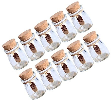 ABOOFAN 10piezas Frascos De Vidrio Con Tapones De Corcho Etiquetas y Cuerda Para Diy Regalos Boda y Tarros Para Miel y Pudín