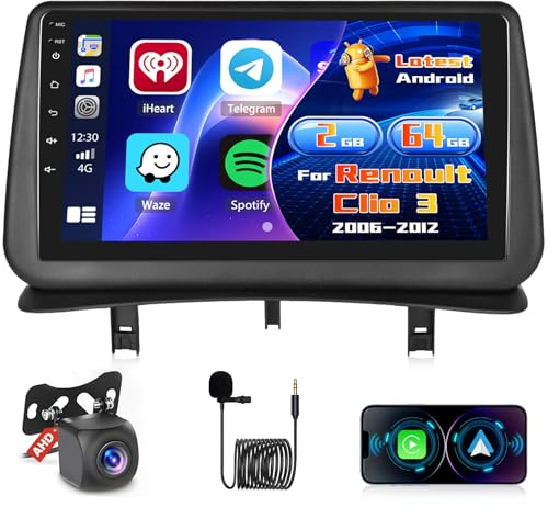 Inefala 2+64G 9'' Android 15 Radio per Renault Clio 3 2006-2012