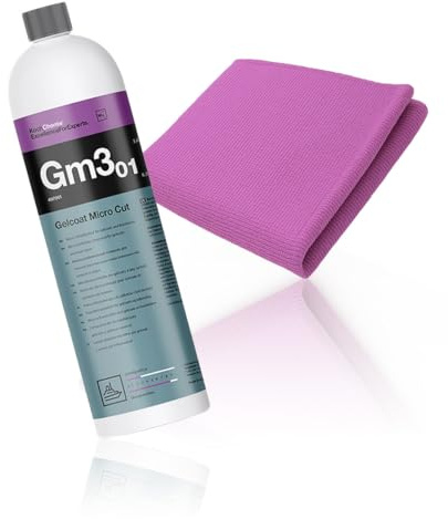 wortek Politur Set aus Koch Chemie Gelcoat Micro Cut 1L Gm3.01 inkl Microfaser Micro Cut Poliertuch Gelcoat Politur Boots Politur Set GFK